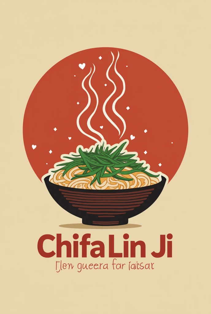  I want to generate a logo for a Peruvian restaurant serving Asian food , called Chifa Lin Ji ,  I would like the name to appear in the logo as well as symbols or graphics of Asian food as well as Peruvian features, Now more minimalist
