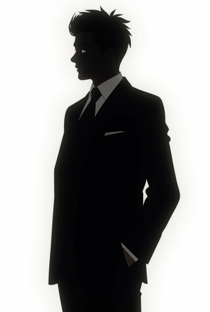 A anime Gentleman, just silluet, for photo profile, the silluet Is Black with background white