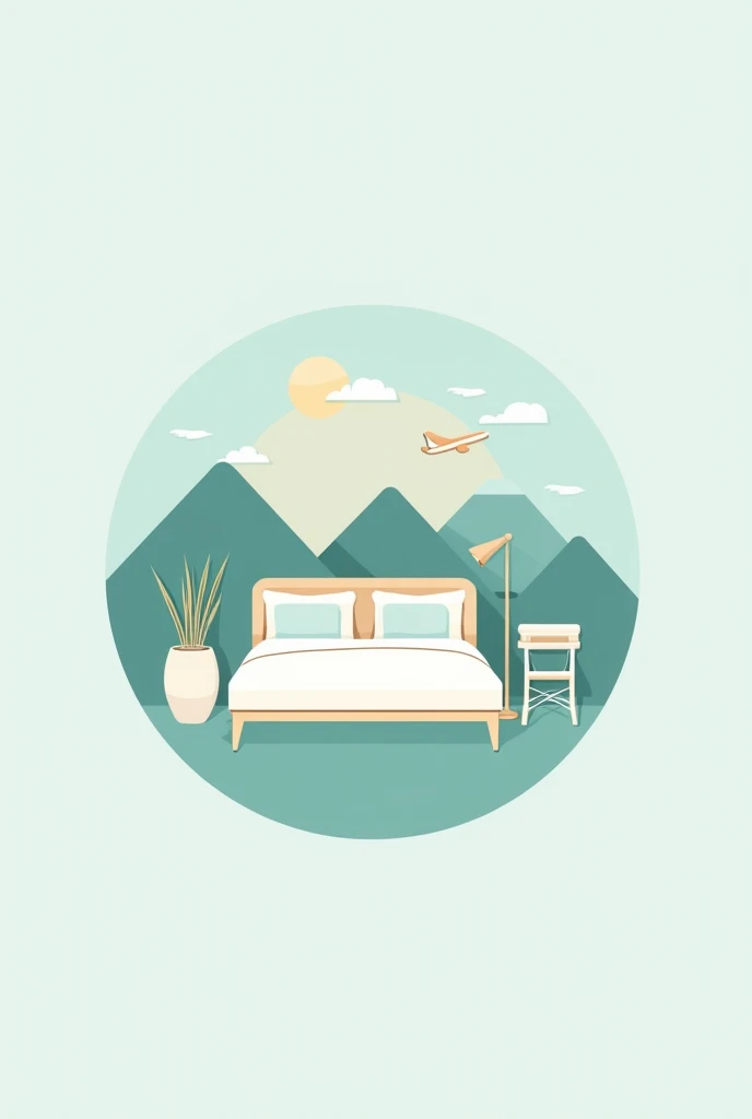  Design a minimalist and elegant logo for a YouTube channel called Dream Places,  dedicated to touring luxury hotels and accommodations .  The design should include a stylized bed with a modern touch and clean lines ,  a plane or a subtly integrated travel...