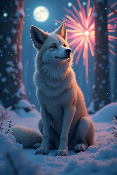 Photorealism:1.2

A horny gay furry wolf, big knot, celebrates New Years Eve. He sits in a snowy forest. Relaxed pose, stars on the sky, full moon, realistic, In the background there are fireworks, it is night, stars on the sky