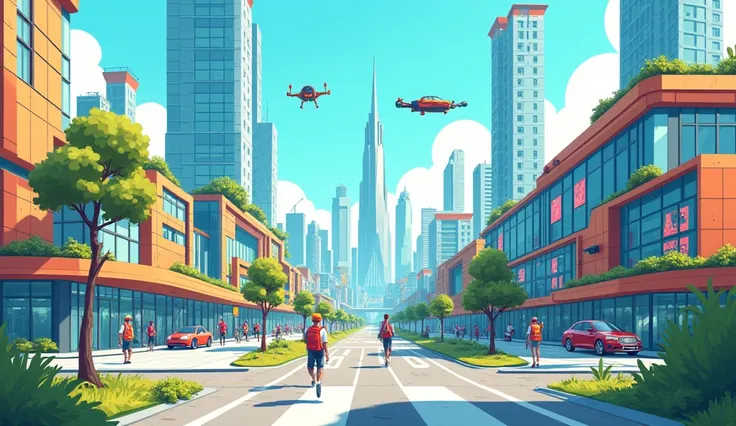 "Future City," the world’s first fully IoT-enabled smart city, cartoon style