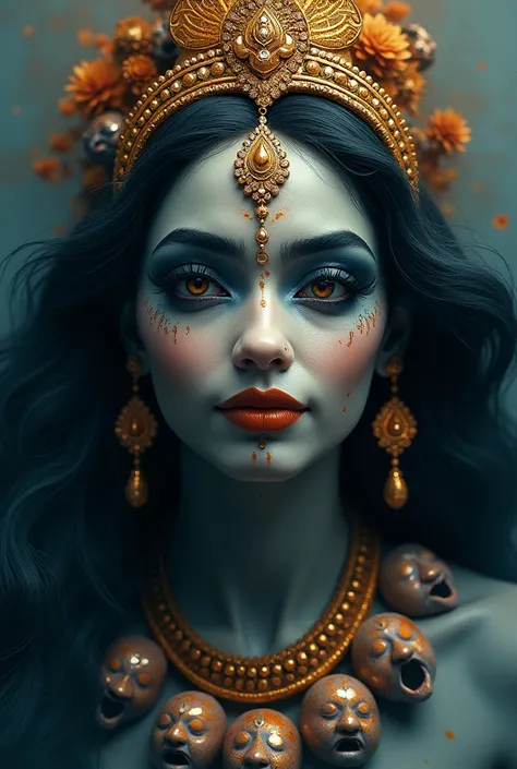 Hindu goddess Maa kali face with sweet face.