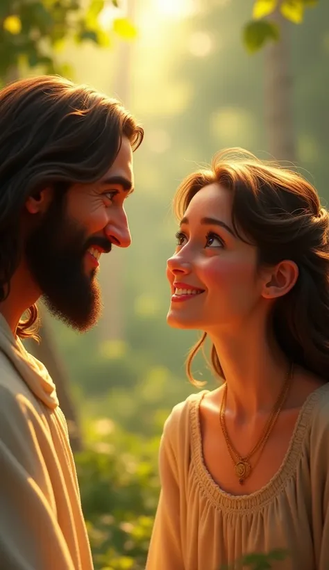 Jesus symbolically appears next to the person , bringing serenity and a smile to her face Disney Pixar style 