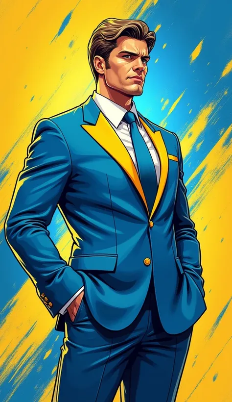 Ukrainian style flash with Ukrainian flag and colored suit