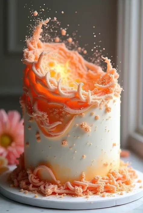 Made a galaxy theme cake for men with White & lite orange colour mixed. 