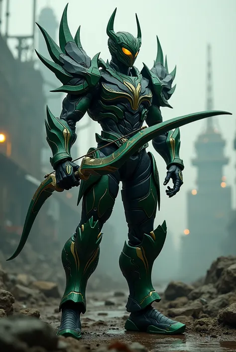 Man, Kamen rider, black green armor, Scorpion armor, bow