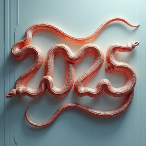 2025 wordart, made of the small snakes, Chinese 