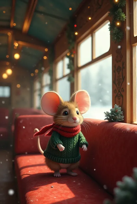 A mouse in a train from Christmas 