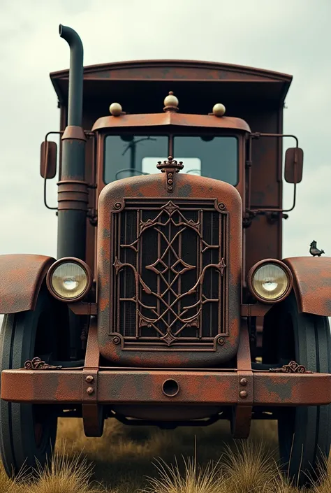 The grill of a tractor truck from 1850