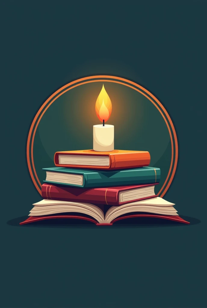 Create a logo for book organisation,  where books with candle will be there,  it means knowledge is gathered from reading books, logo will be in round shape, with different colors, name will be "বই বিন্দু"