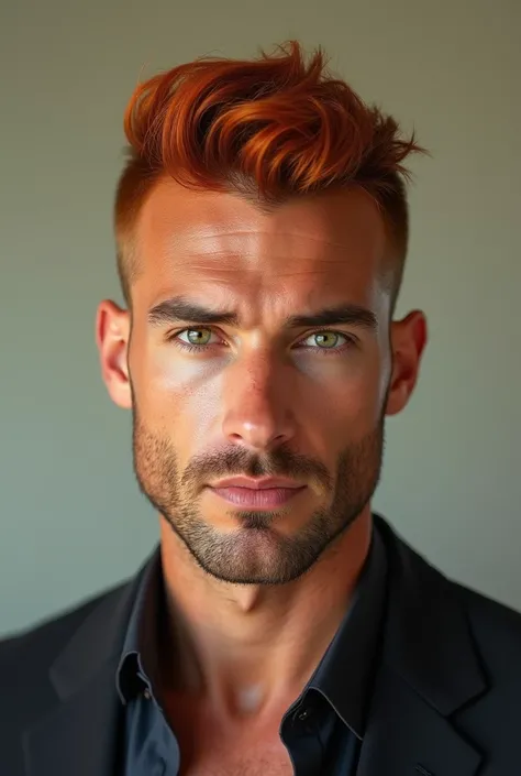 Generate a red-haired man, green eyes, shaved, Italian features.