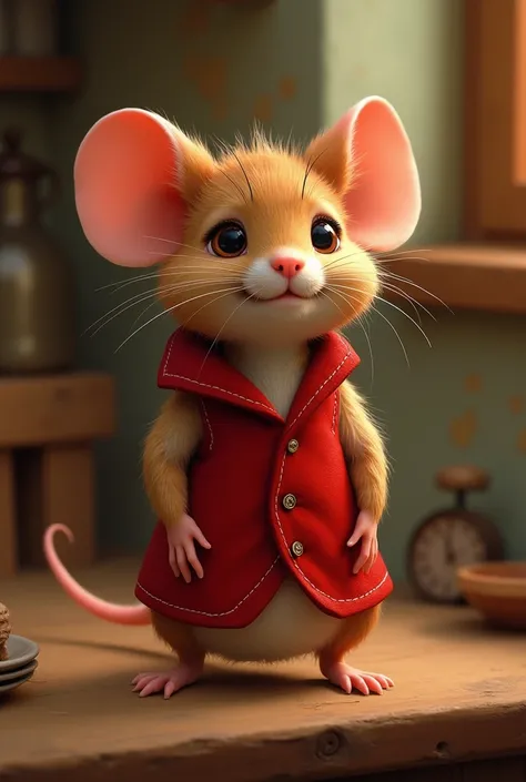 A mouse with a Red vest