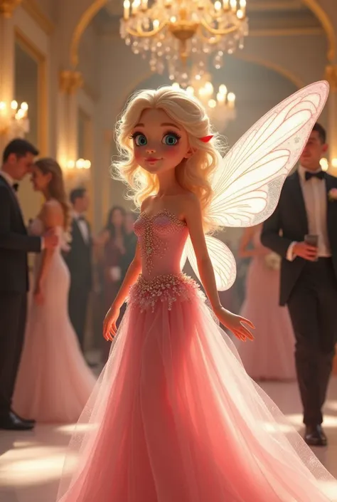 Fairy dressed in pink at the debutante party 