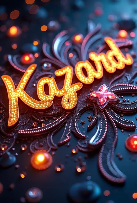 A mesmerizing art masterpiece that captivates the viewers with its intricate design glittering The name Kazard Ms.Itsipile  the designs visual appeal the name glows in vibrant colours such as gold,pink deep blue and red enhancing its breathtaking beauty wa...