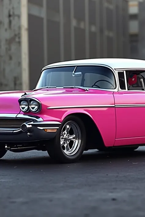 Chevrolet bel air 1957 pinky with white roof, dragster