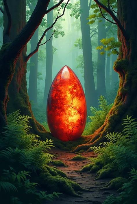 Stone red tiger eye in the forest digital drawing style