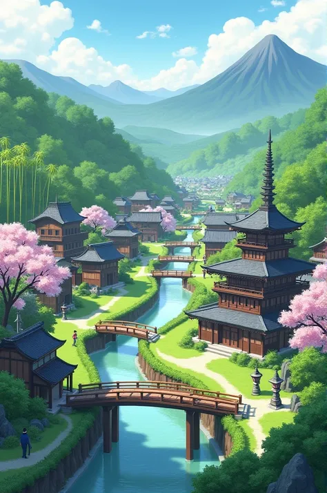 Make me a background of a Japanese village