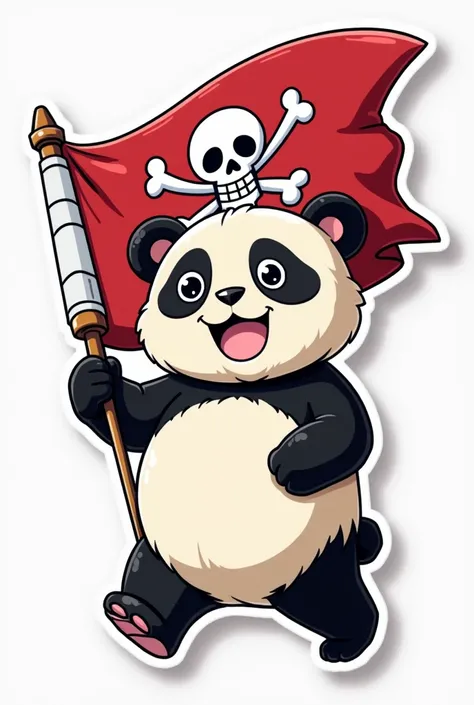 Make a panda sticker with one piece ship flag logo 
