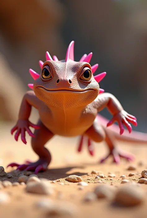 Running lizard with pink fingernails