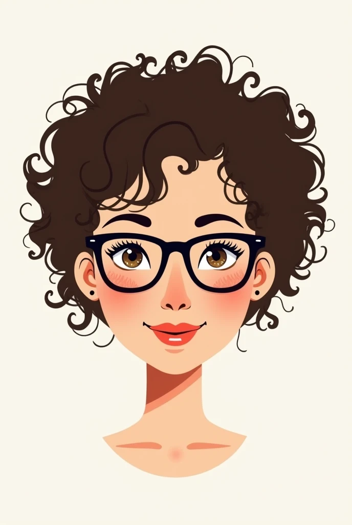 Create a curly haired one wearing glasses to use as a logo for my stationery studio 