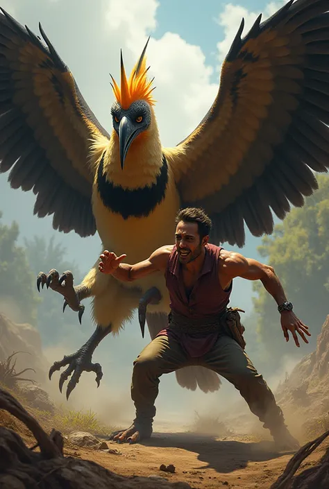 Big upupa Bird that Attack man with claws and beak