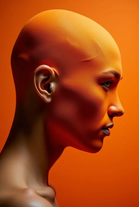 orange mask, left profile