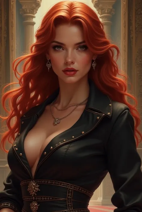 A woman of high ranks, redhead 
