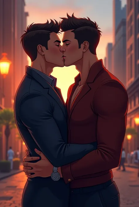 Men kissing