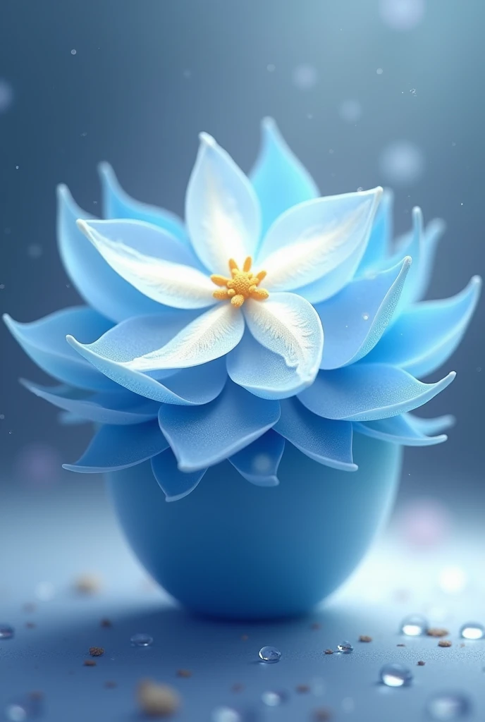 A blue flower cup in the shape of a white star 