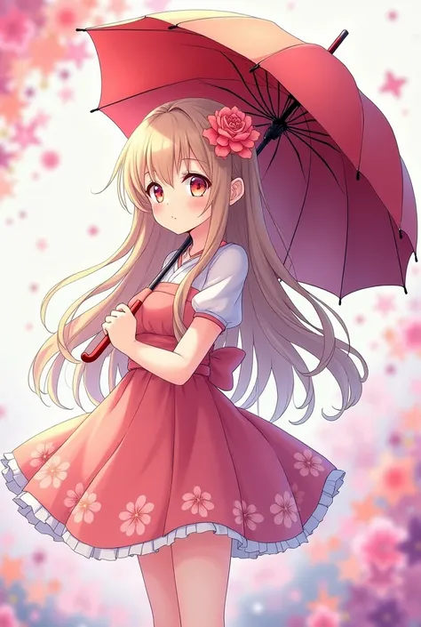 anime girl with umbrella and flowers in her hair, an anime drawing inspired by Li Chevalier, trending on pixiv, rococo, anime visual of a cute girl, shikamimi, lolish, guweiz, 🍁 cute, artwork in the style of guweiz, portrait of magical girl, splash art ani...