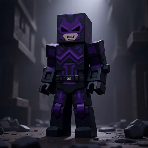 I want you to make a Minecraft player figure in dark purple and black