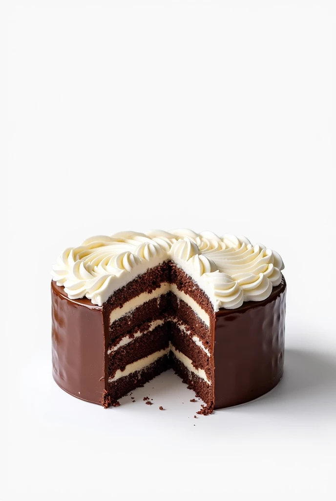 cake that has been bites with white background