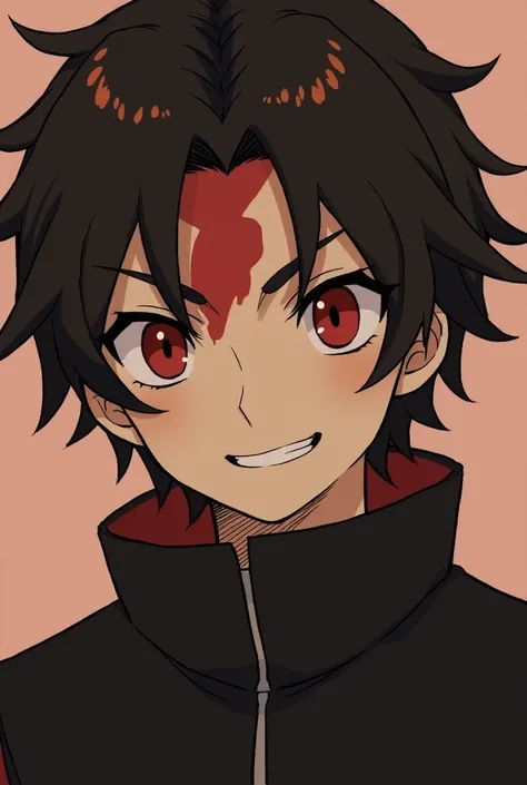 tanjiro kamado Eyes:  He has large dark red eyes , expressive and warm,  that reveal his compassionate nature and his unwavering determination .  His pupils are somewhat sharp ,  which gives her a distinctive touch .
marcas:  One of its most iconic feature...