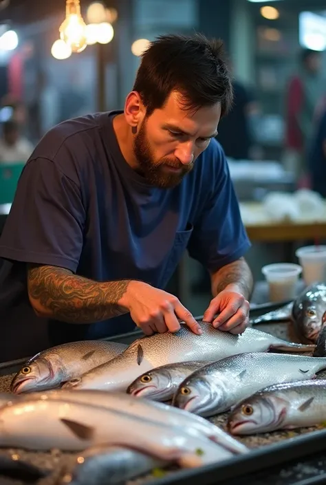 This statement is unlikely to be true. Lionel Messi is a world-renowned professional soccer player and is not known to be involved in the fishing industry.
However, its possible that:
 * This is a joke or satire:  Its a humorous statement playing on the un...