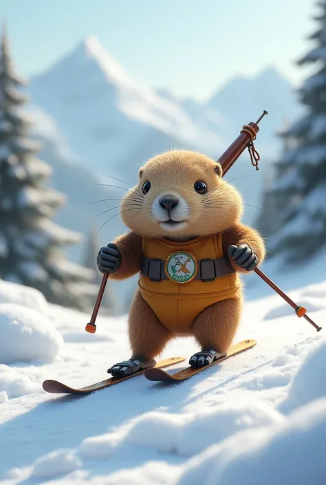 A marmot doing biathlon