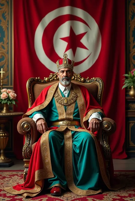 A rich king, the Tunisian flag and the name Osama on the wall 