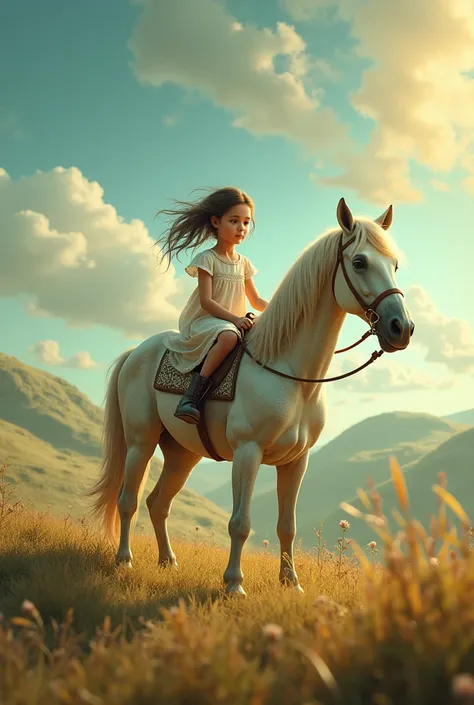 A girl on a triangular horse