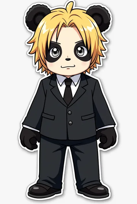 Sticker of a Panda cosplay style Sanji in one piece facing the front