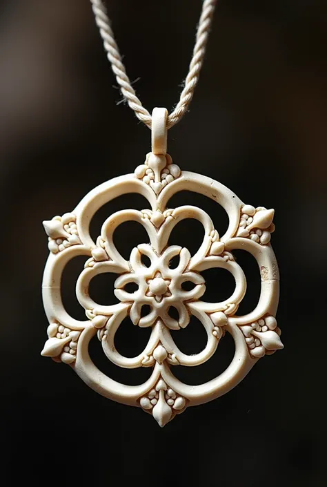 Medieval round snowflake symbol necklace made with bone 