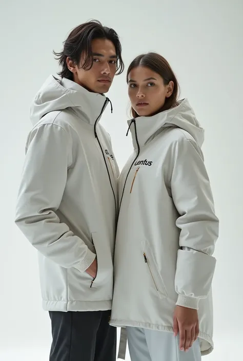 Prepare winter minimalist sports jacket and coat models with lentus brand lettering on the left chest with lentus brand lettering on the left chest so that there is no other brand logo for Lentus brand in the photo studio 2025 2026 season 