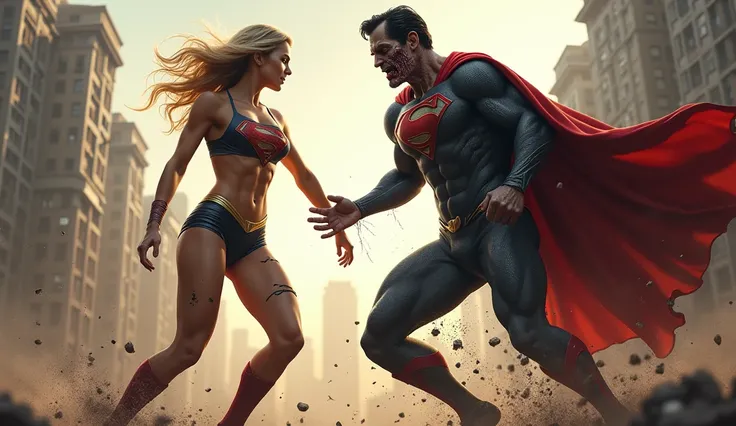  Fight Supergirl with ripped swimsuit costume, Hey Zombified Superman  