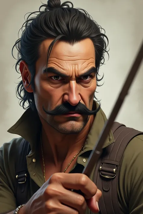 Do it with a mustache and a skewer in your hand and the realistic style 