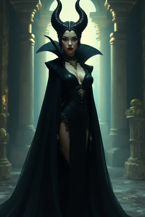 Create an image of a beautiful evil female Disney Villian 