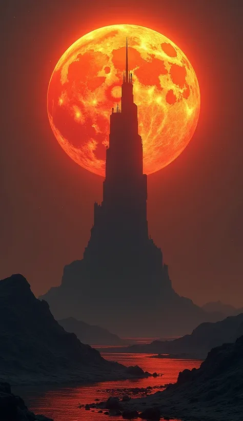 ((Foto RAW),  absurd, ( absurd resolution)),  masterpiece ,  Better quality, ( Extremely detailed 8k unit CG wallpaper), ( best illustration), of the central Sun represented by the dark tower as if it were turned off, bringing chaos to the planet that is i...