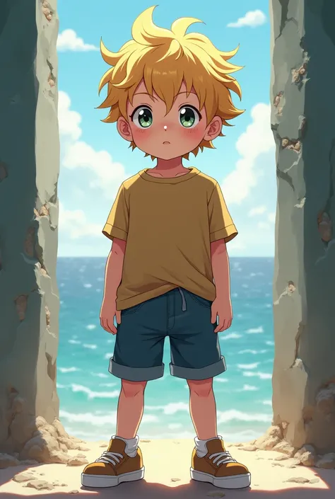 shota,anime,bambin,garcon,cheveux courts jaune,debout,haut qualité,8k