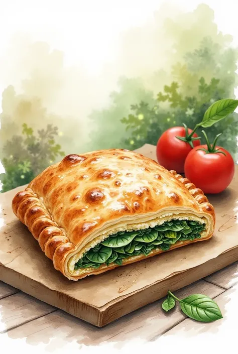 Can you make a watercolor illustration of spanakopita ?