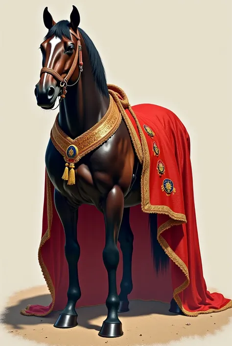 Strong horse wearing a Demolay cape