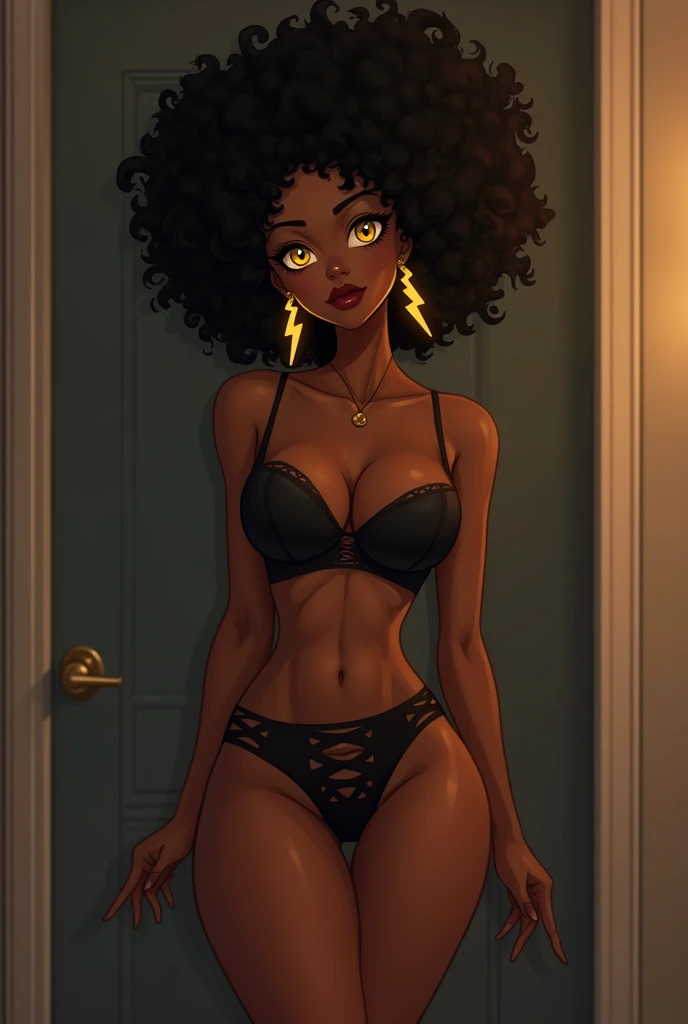 ((Extremely Detailed curvy thick slim fit figure)) ((Extremely Perfect Detailed Round big sexy Booty)) ((Extremely Detailed big fit beautiful beast)) ((Extremely Detailed Beautiful Dark Brown fit soft skin body)) ((Extremely detailed glowing yellow lightni...