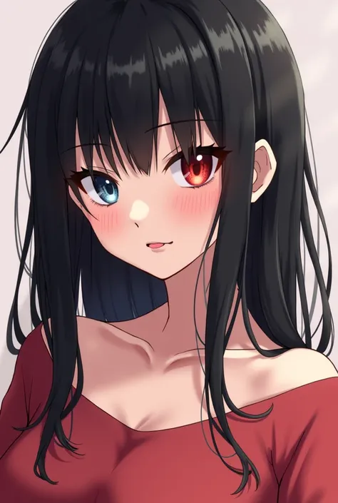 Make an anime girl with black hair with a penis 