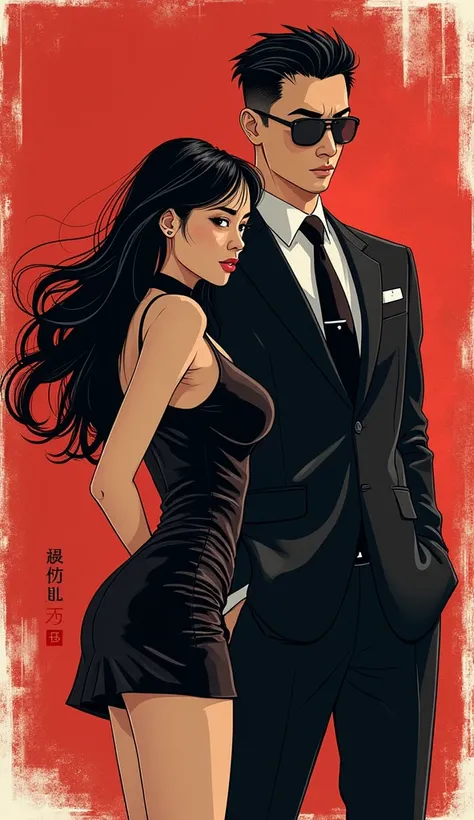 "Design a book cover for the story titled Này, Đừng Phá Hỏng Hình Tượng Của Tôi. Author: Molly Thanh. The cover should feature the female protagonist as an undercover spy alongside the powerful male lead, a mafia handsome boss." The beauty of Chinese comic...